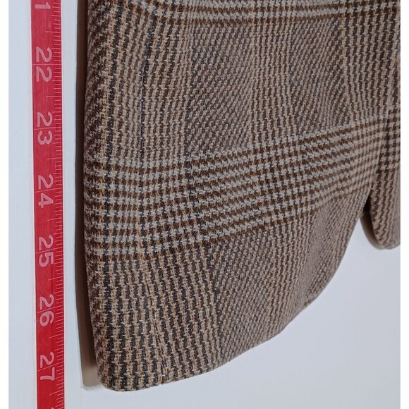 Emporio Armani Womens S Brown Plaid Wool-Cashmere Blend Blazer Academia Luxury - Picture 7 of 8